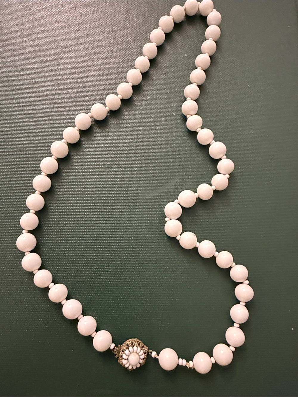 Miriam Haskell Milk Glass Bead Necklace